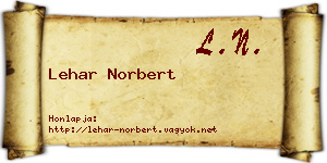Lehar Norbert névjegykártya